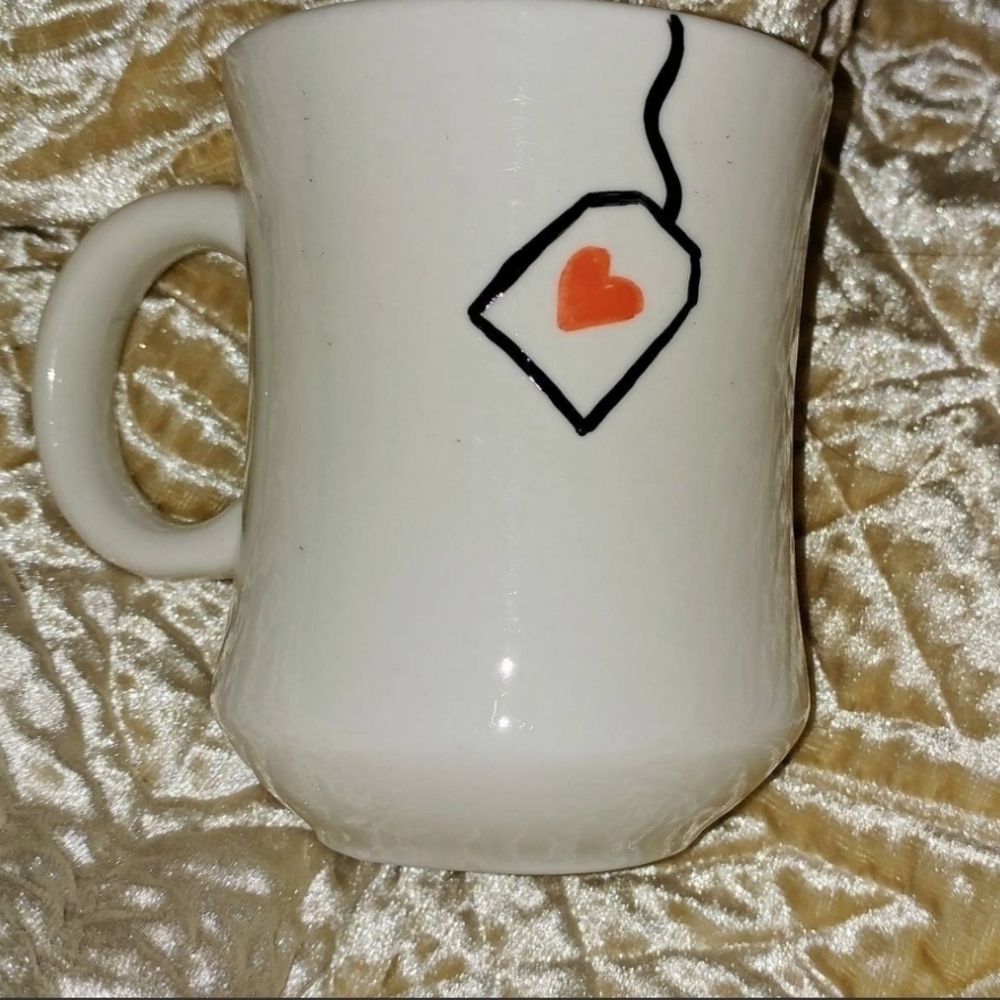 White Ceramic Mug with Heart Design